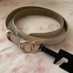 EXPRESS | White Croc Skinny Double O-ring Belt